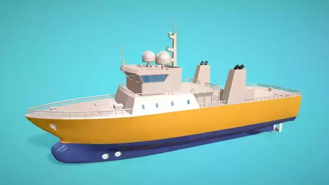 Low Poly Marine Supply Vessel Ship Model 1 Low-poly 3D model