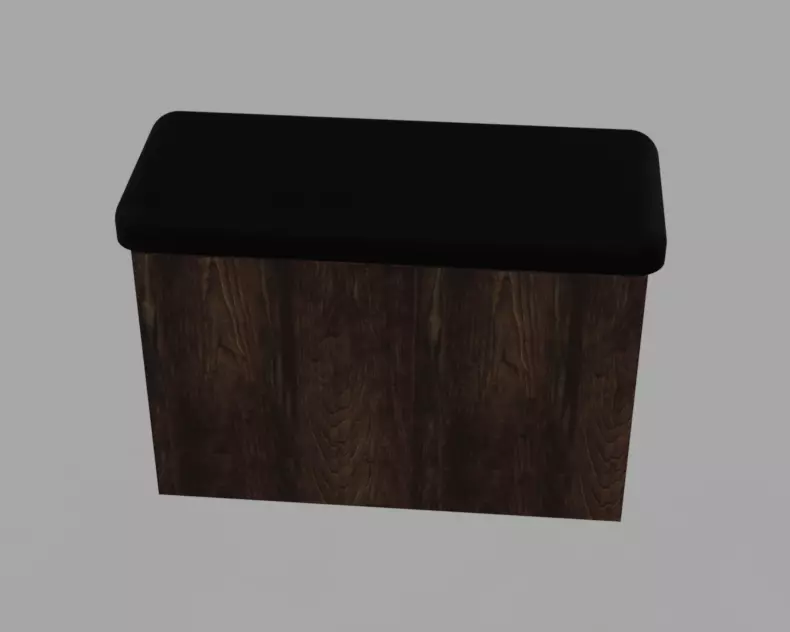 Wooden Shoe Bench with Open Storage Shelves 3D model_2