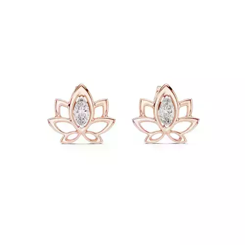 Round Cut Diamond Lotus Flower Earring 3DM STL Video