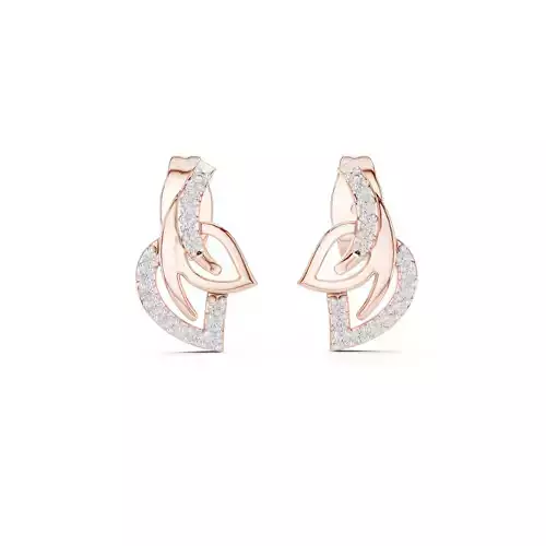 Round Cut Diamond Leaf Earring 3DM STL Video