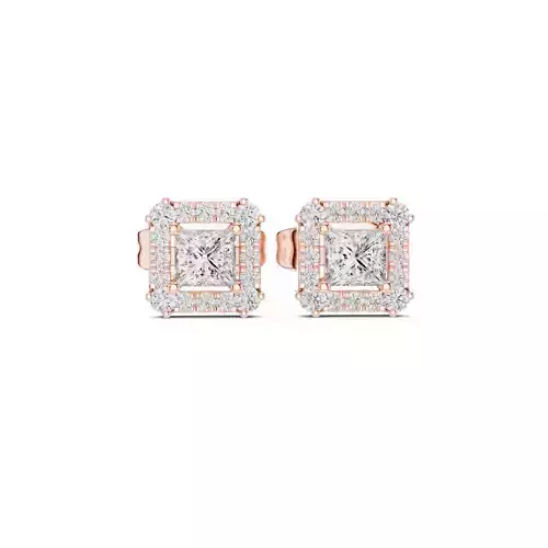 Princess Diamond Halo Stud Earring 3DM STL Video 3D print model