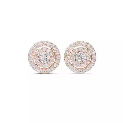 Round Diamond Halo Stud Earring 3DM STL Video 3D print model