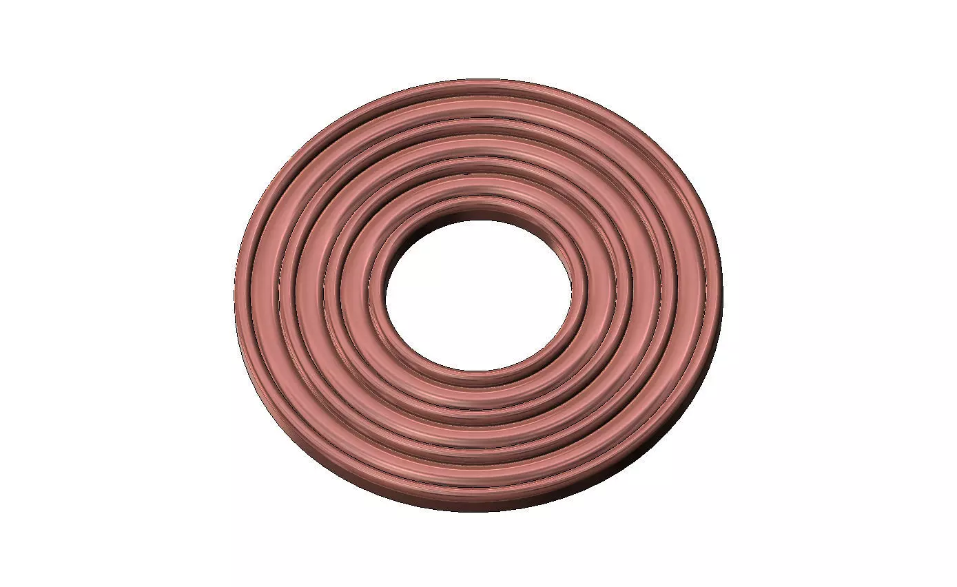 Concentric rounded loops modern ceiling rosette and wall art 3D print model_11