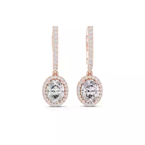 Oval And Round Diamond Long Earring 3DM STL Video 3D print model