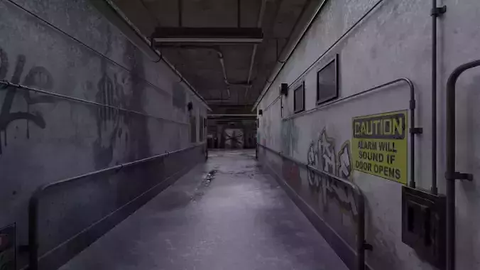 Old Corridor level -X Low-poly 3D model