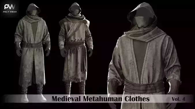 Rigged Metahuman Medieval Nomad Clothes UEngine Marvelous