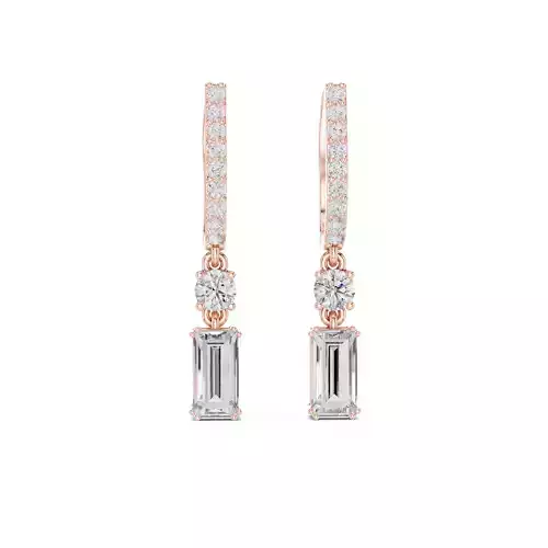 Baguette And Round Diamond Earring 3DM STL Video 3D print model