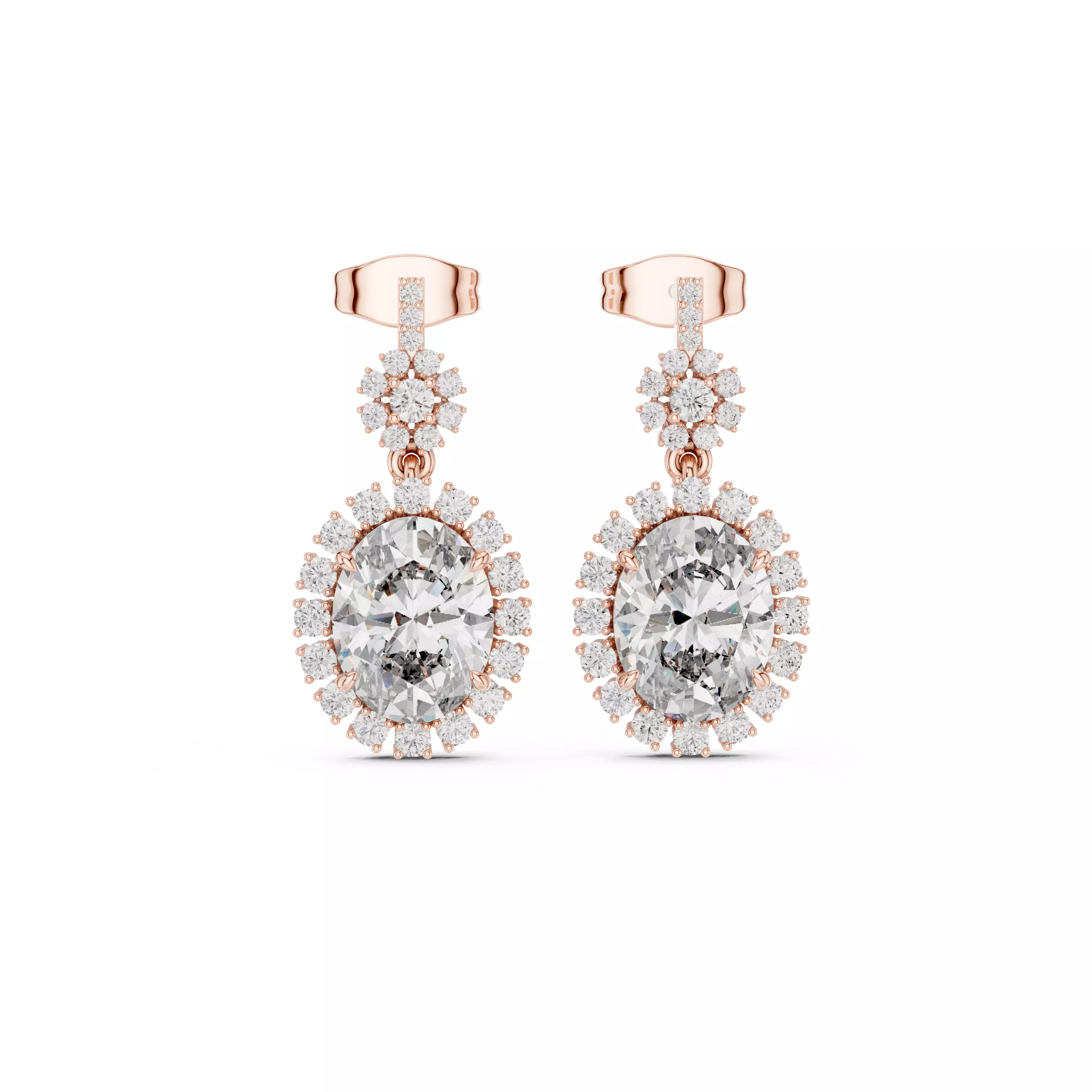 Oval and Round Diamond Pave Earring 3DM STL Video 3D print model