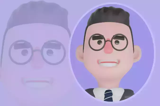 Stylized 3D Male Teacher Character - Cartoon Holding Notebook