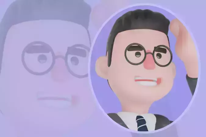 Stylized 3D Male Teacher Character - Cartoon Confused Pose