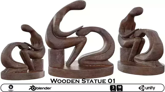 Wooden Statue 01  Abstract Wooden Sculpture