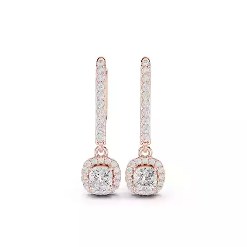 Cushion Cut Diamond Round Halo Earring 3DM STL Video 3D print model