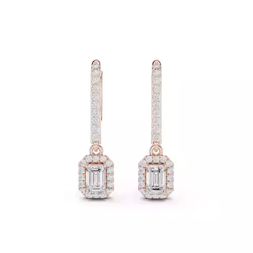 Emerald Diamond Round Halo Earring 3DM STL Video 3D print model