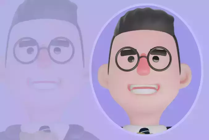 Stylized 3D Male Teacher Character - Cartoon Money Bag Pose