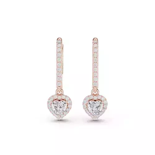 Heart Cut Diamond Round Halo Earring 3DM STL Video 3D print model