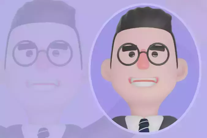 Stylized 3D Male Teacher Character - Cartoon Victory Pose