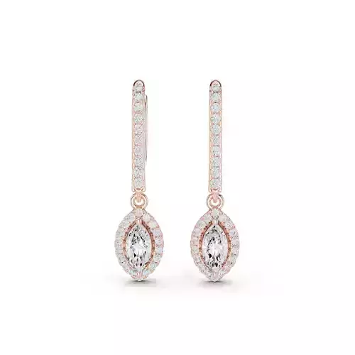 Marquise Diamond Round Halo Earring 3DM STL Video