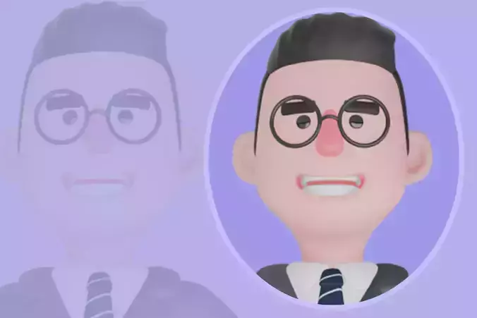 Stylized 3D Male Teacher Character - Cartoon Holding Book