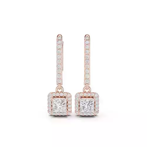 Princess Cut Diamond Round Halo Earring 3DM STL Video