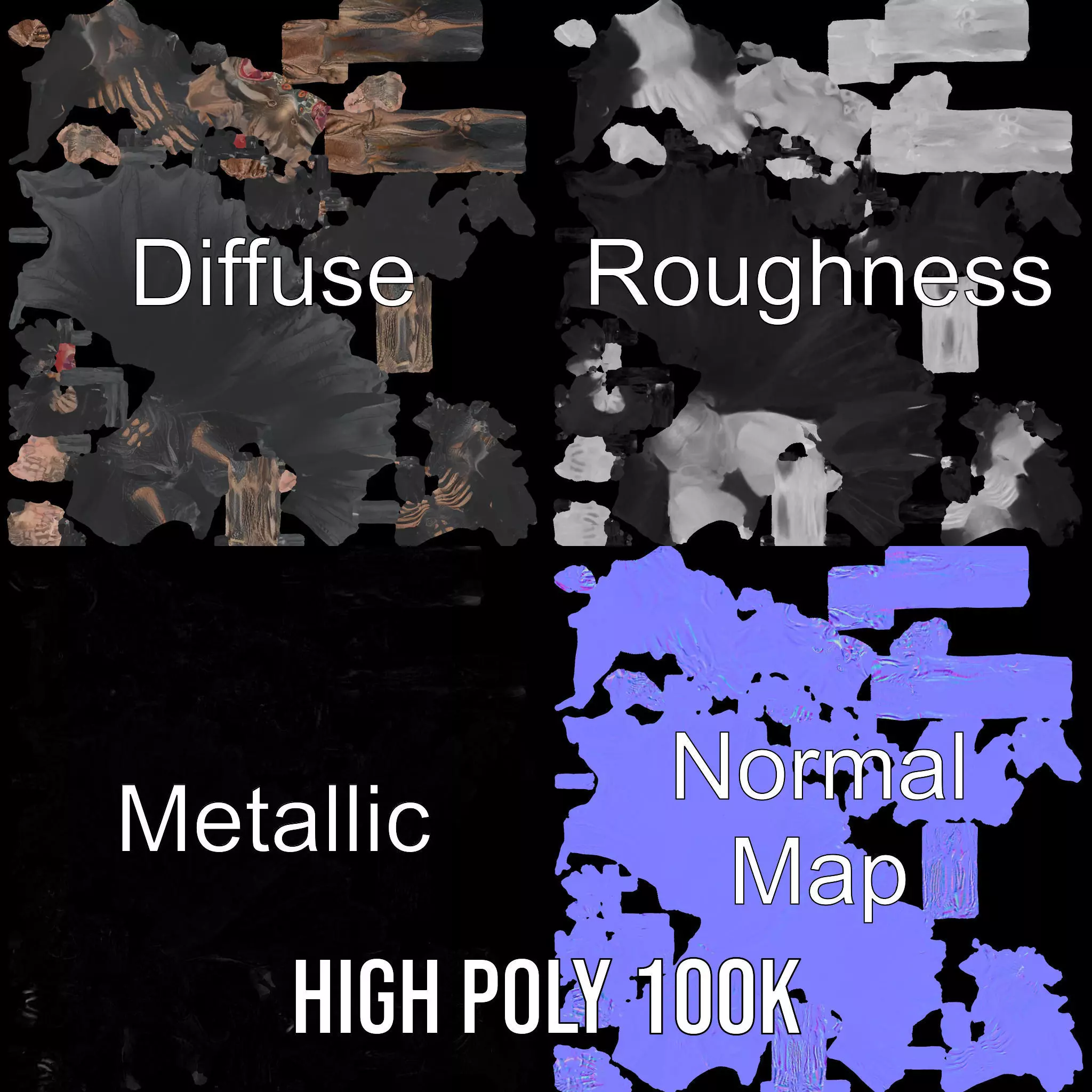 Horror Skeleton Creature Model Pack Low-poly 3D model_3