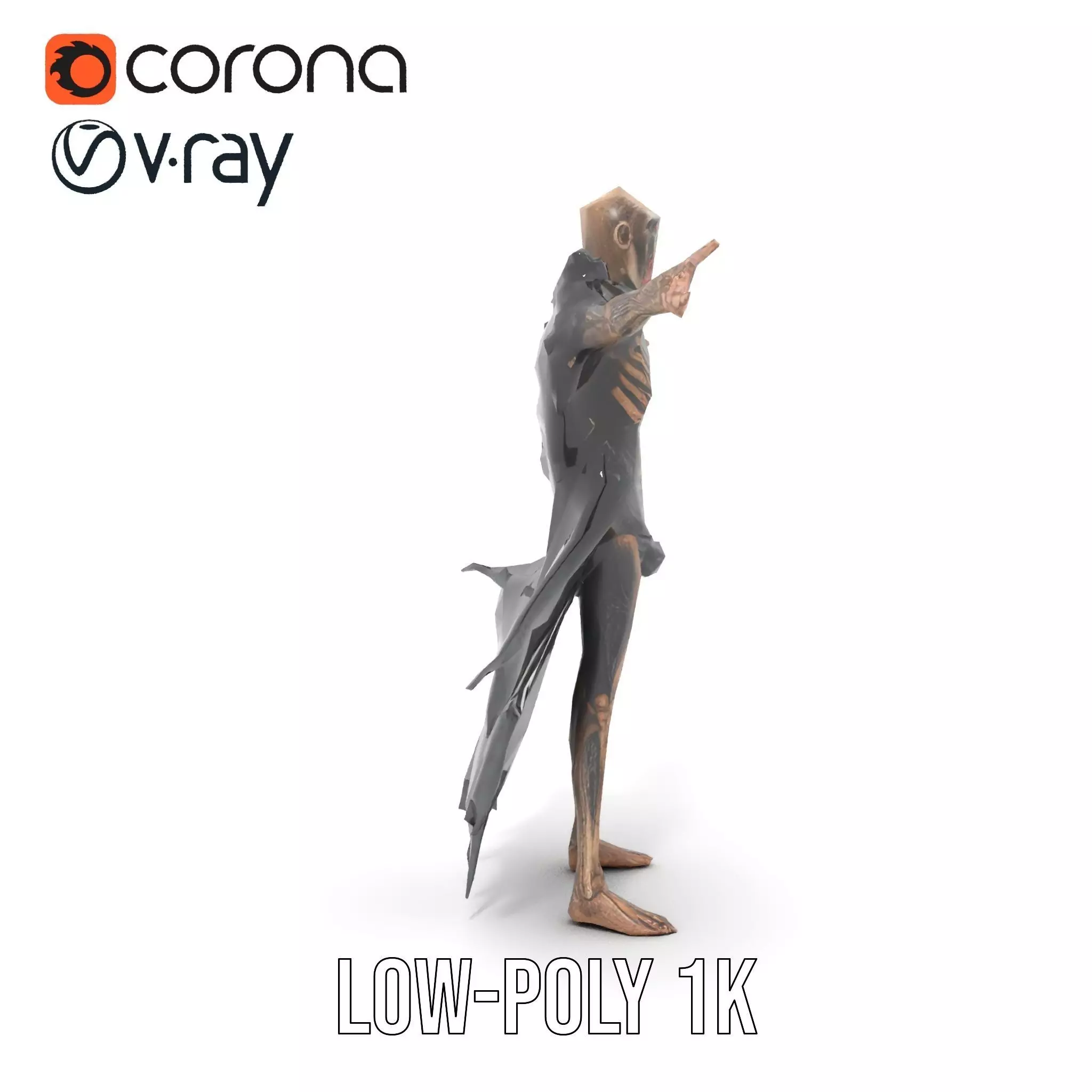 Horror Skeleton Creature Model Pack Low-poly 3D model_13