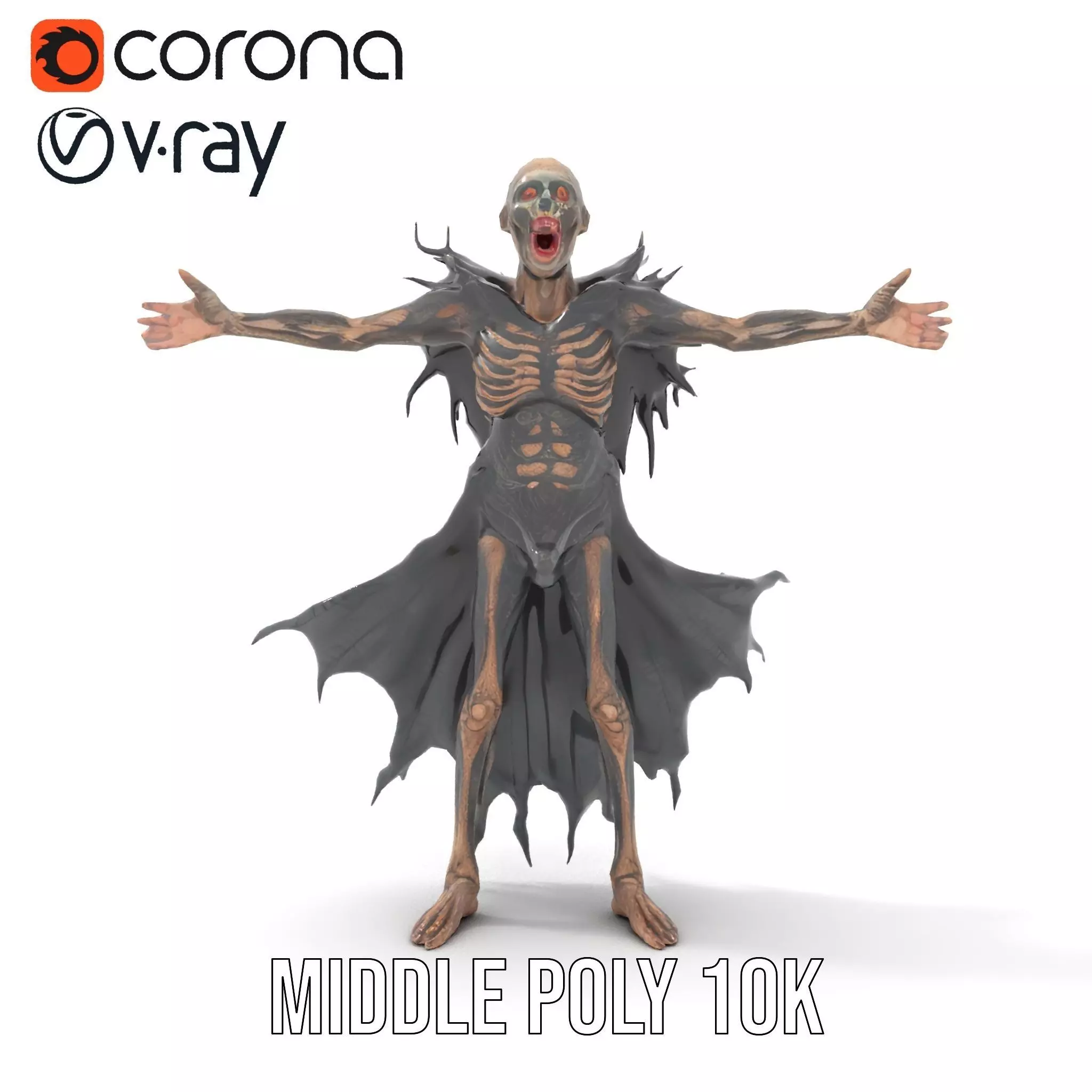 Horror Skeleton Creature Model Pack Low-poly 3D model_12