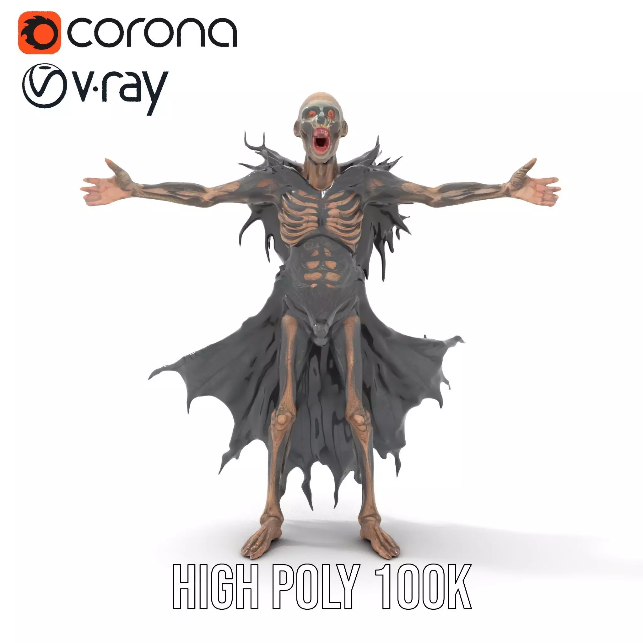 Horror Skeleton Creature Model Pack Low-poly 3D model_11