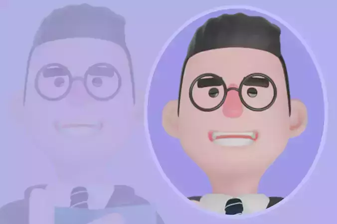 Stylized 3D Male Teacher Character - Cartoon Serious Pose