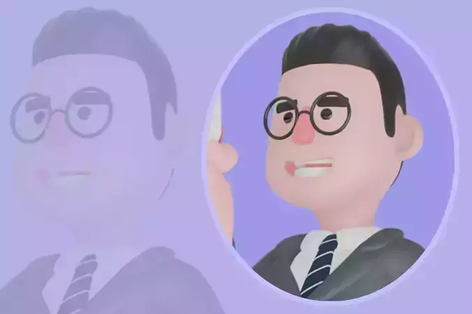 Stylized 3D Male Teacher Character - Cartoon Serious Megaphone