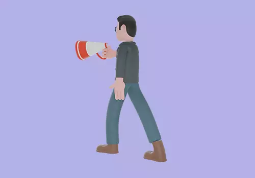 Stylized 3D Male Teacher Character - Cartoon Walking Megaphone 3D model_4