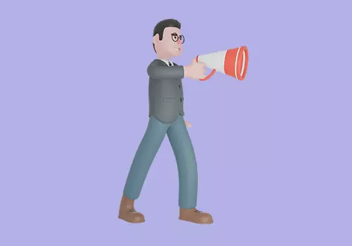 Stylized 3D Male Teacher Character - Cartoon Walking Megaphone 3D model_2