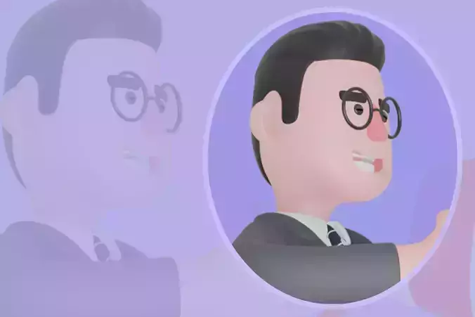 Stylized 3D Male Teacher Character - Cartoon Walking Megaphone