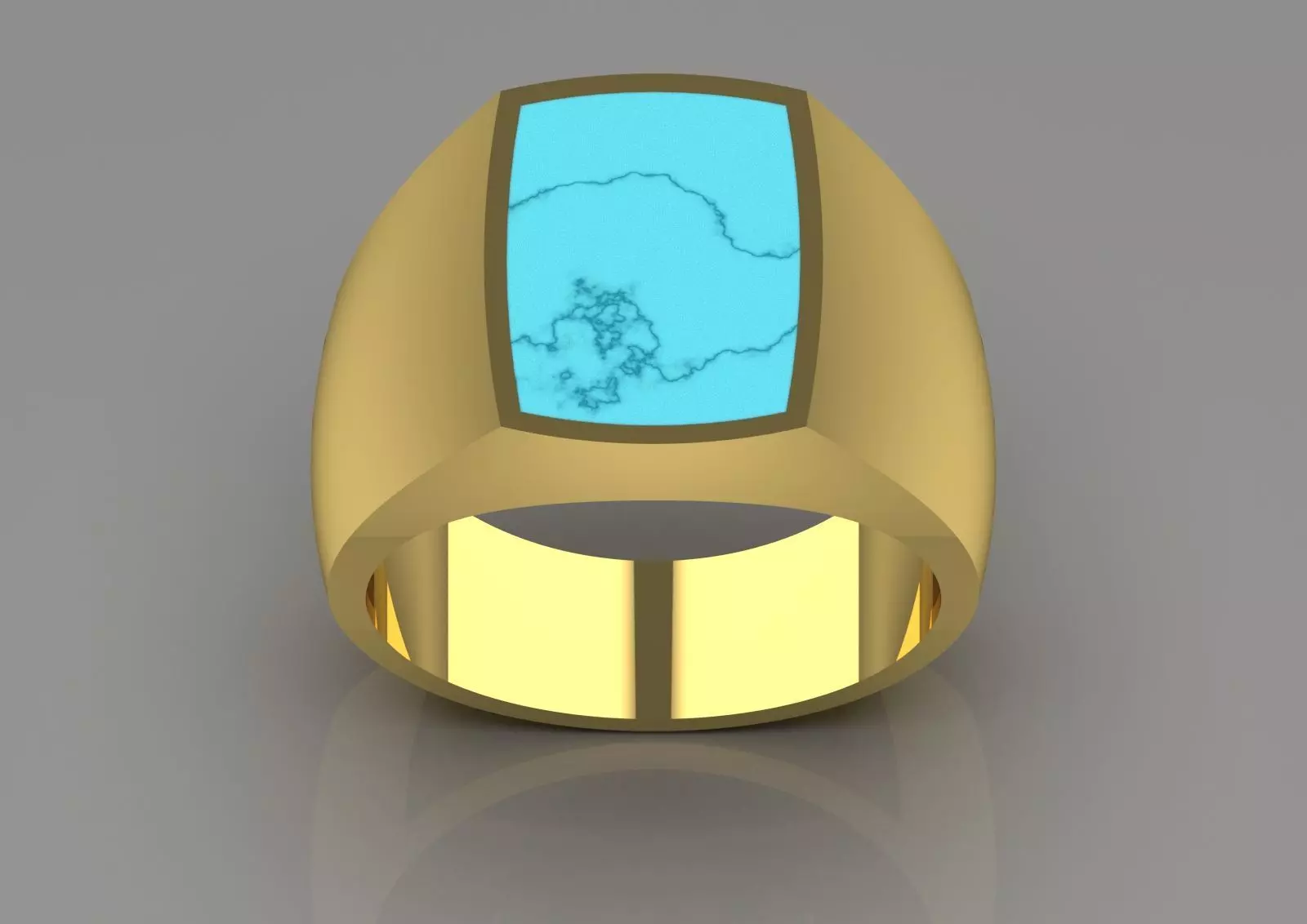 Man Gold Signet STL Ring with Onyx Stone Model mr0246 3D print model_27