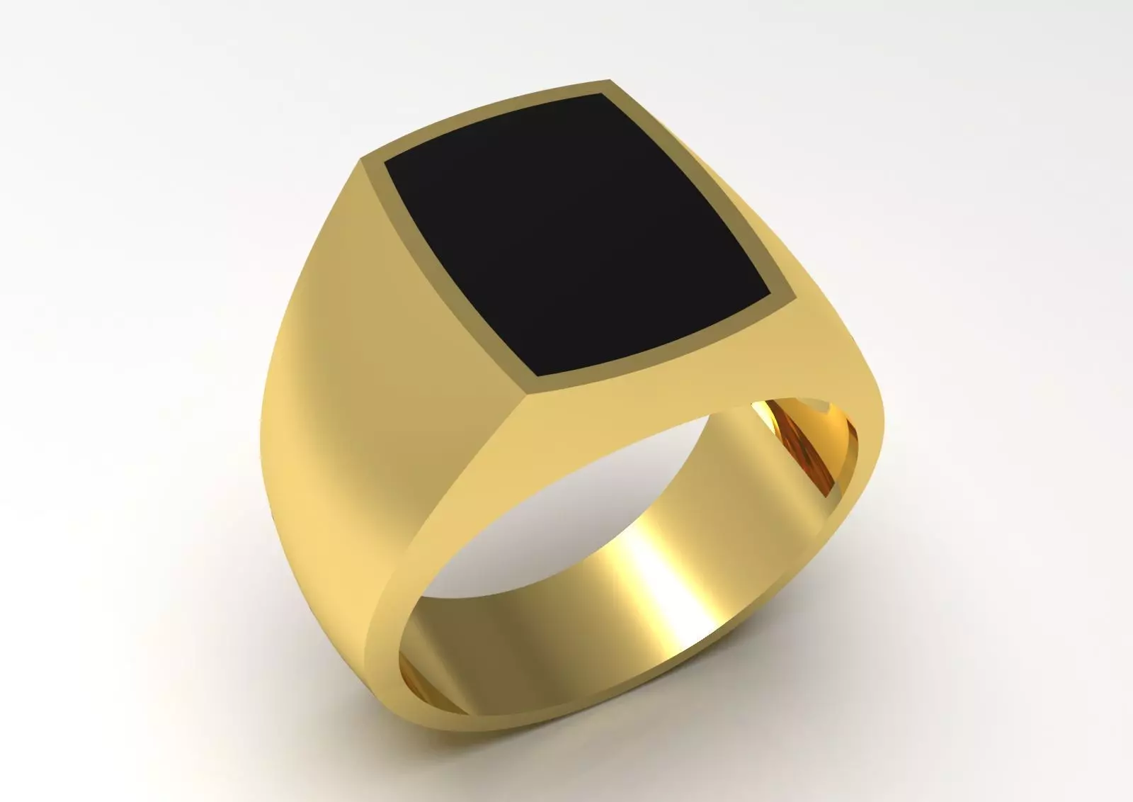 Man Gold Signet STL Ring with Onyx Stone Model mr0246 3D print model_0