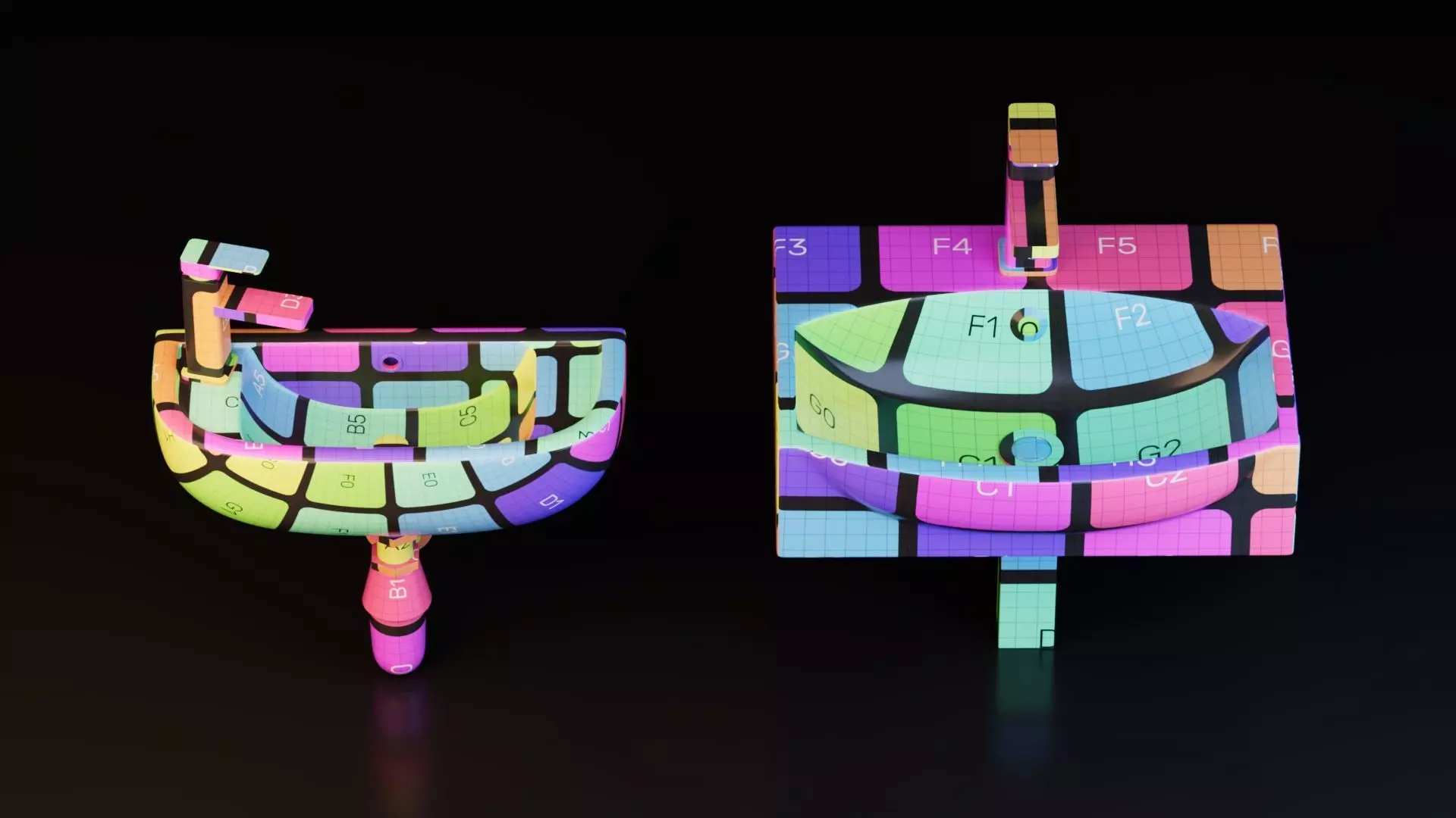 Wall Mounted Basins with Faucets Low-poly 3D model_17