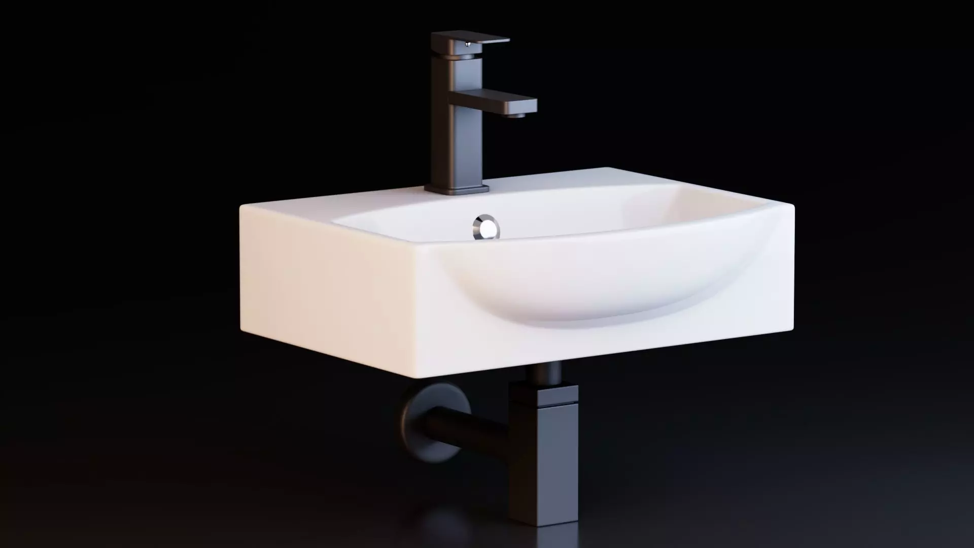 Wall Mounted Basins with Faucets Low-poly 3D model_8