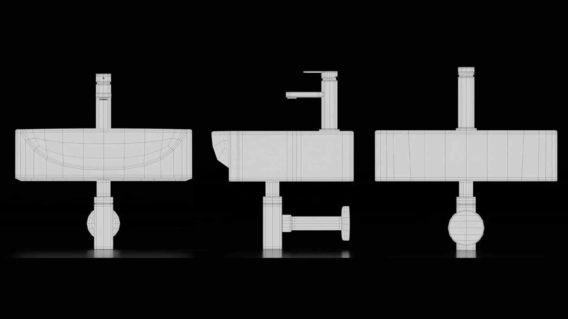 Wall Mounted Basins with Faucets Low-poly 3D model_16