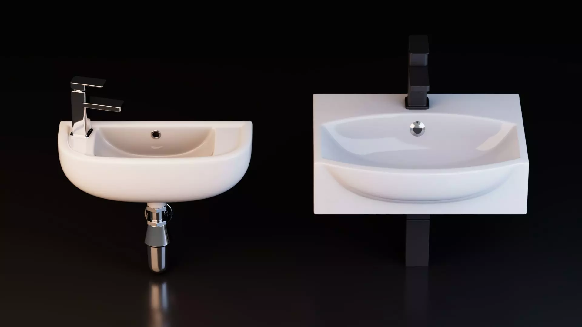 Wall Mounted Basins with Faucets Low-poly 3D model_2