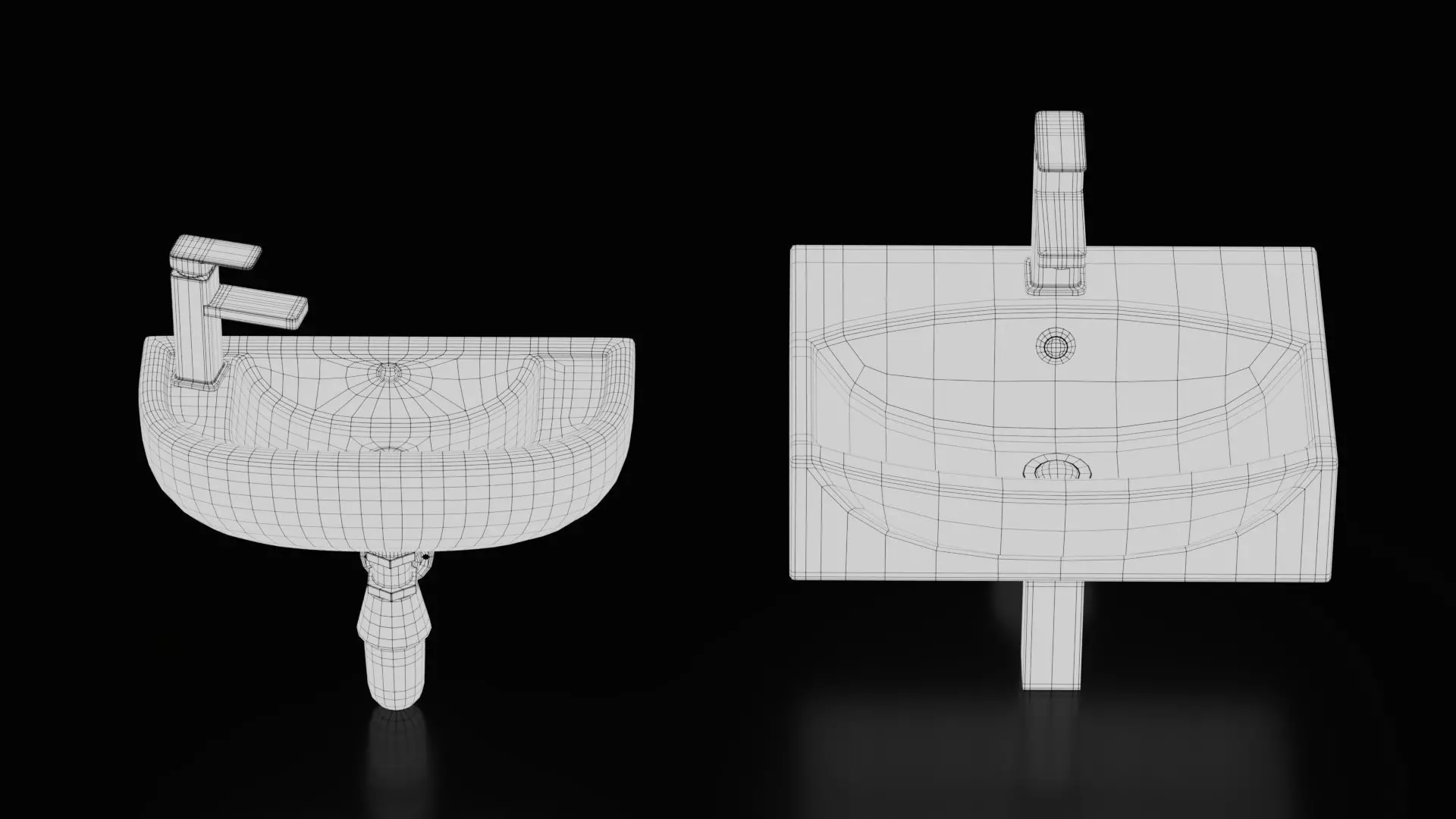 Wall Mounted Basins with Faucets Low-poly 3D model_14