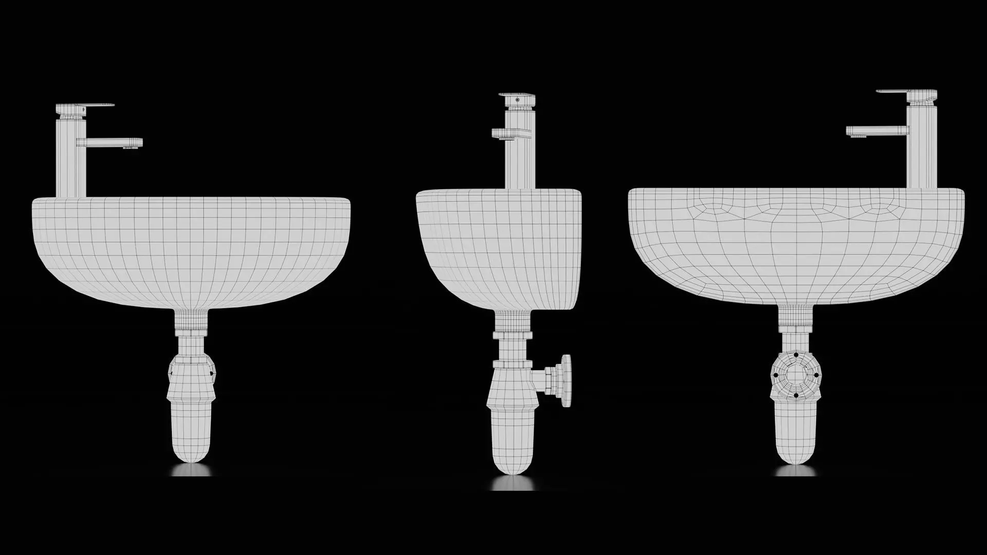 Wall Mounted Basins with Faucets Low-poly 3D model_15