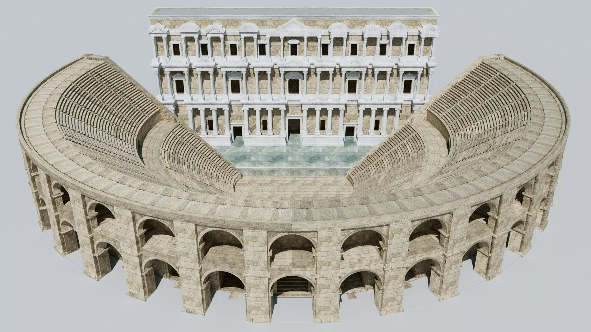 Ancient Roman theatre Side 3D model