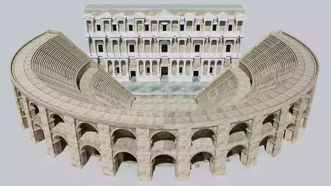  Ancient Roman theatre Side 3D model