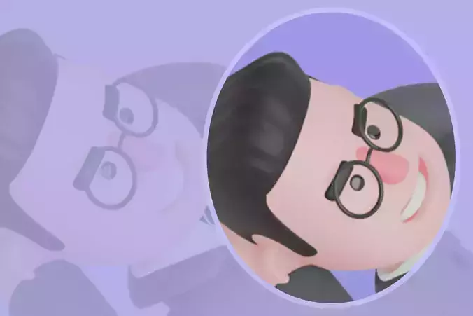 Stylized 3D Male Teacher Character - Cartoon Relaxed Pose