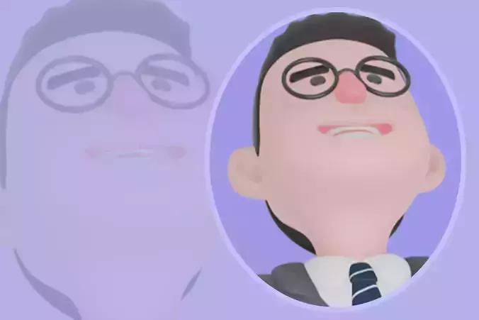 Stylized 3D Male Teacher Character - Cartoon Relaxed Sitting