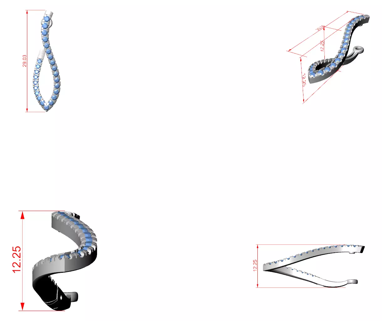 Round Diamond Stud Earring 3DM STL Video 3D print model_12