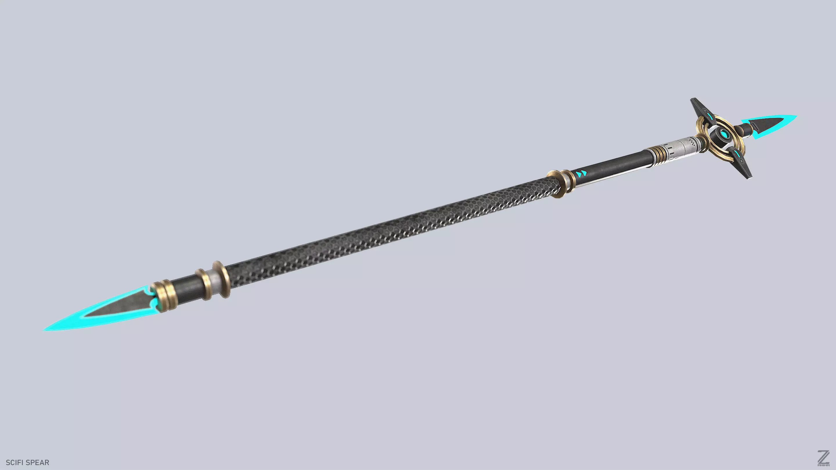 Scifi spear Low-poly 3D model_8