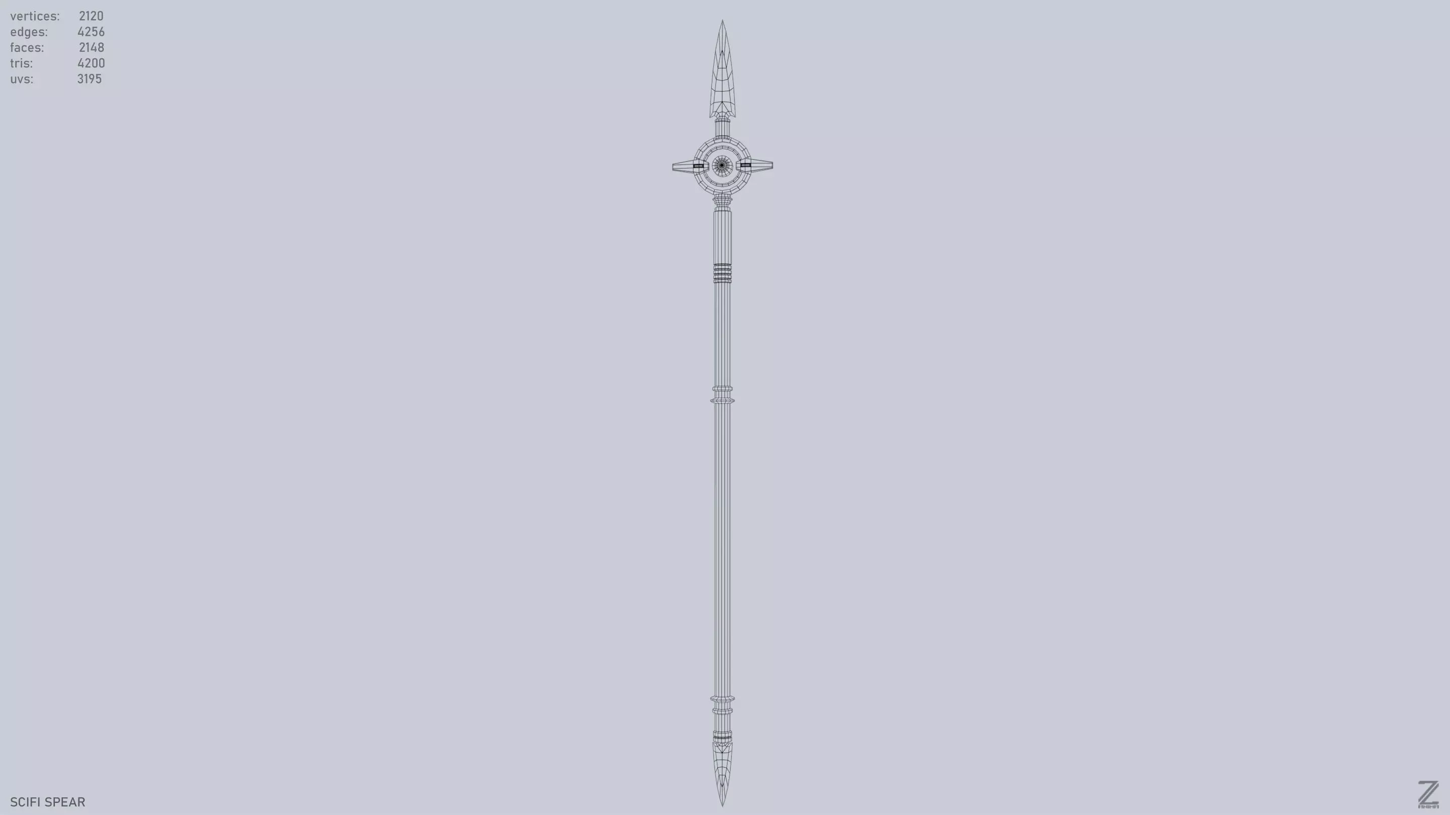 Scifi spear Low-poly 3D model_9