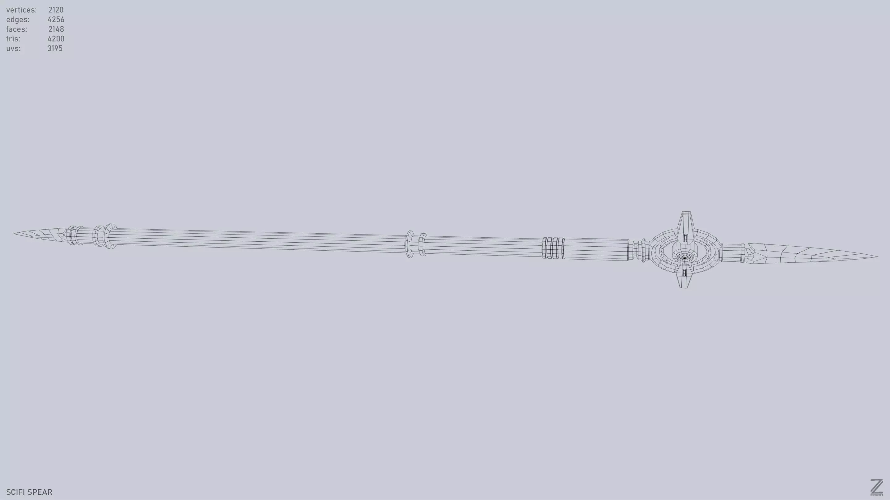 Scifi spear Low-poly 3D model_11