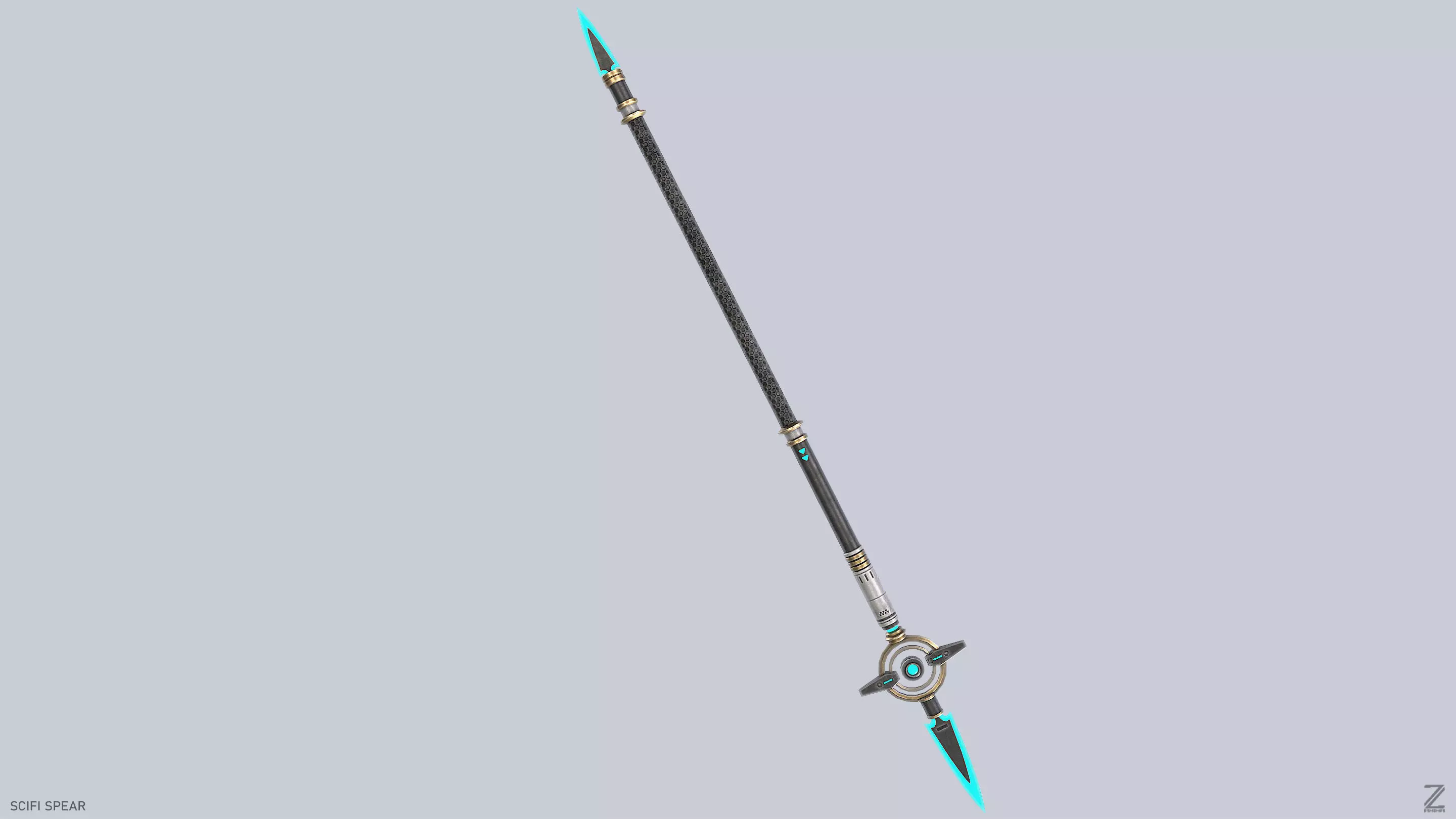 Scifi spear Low-poly 3D model_7