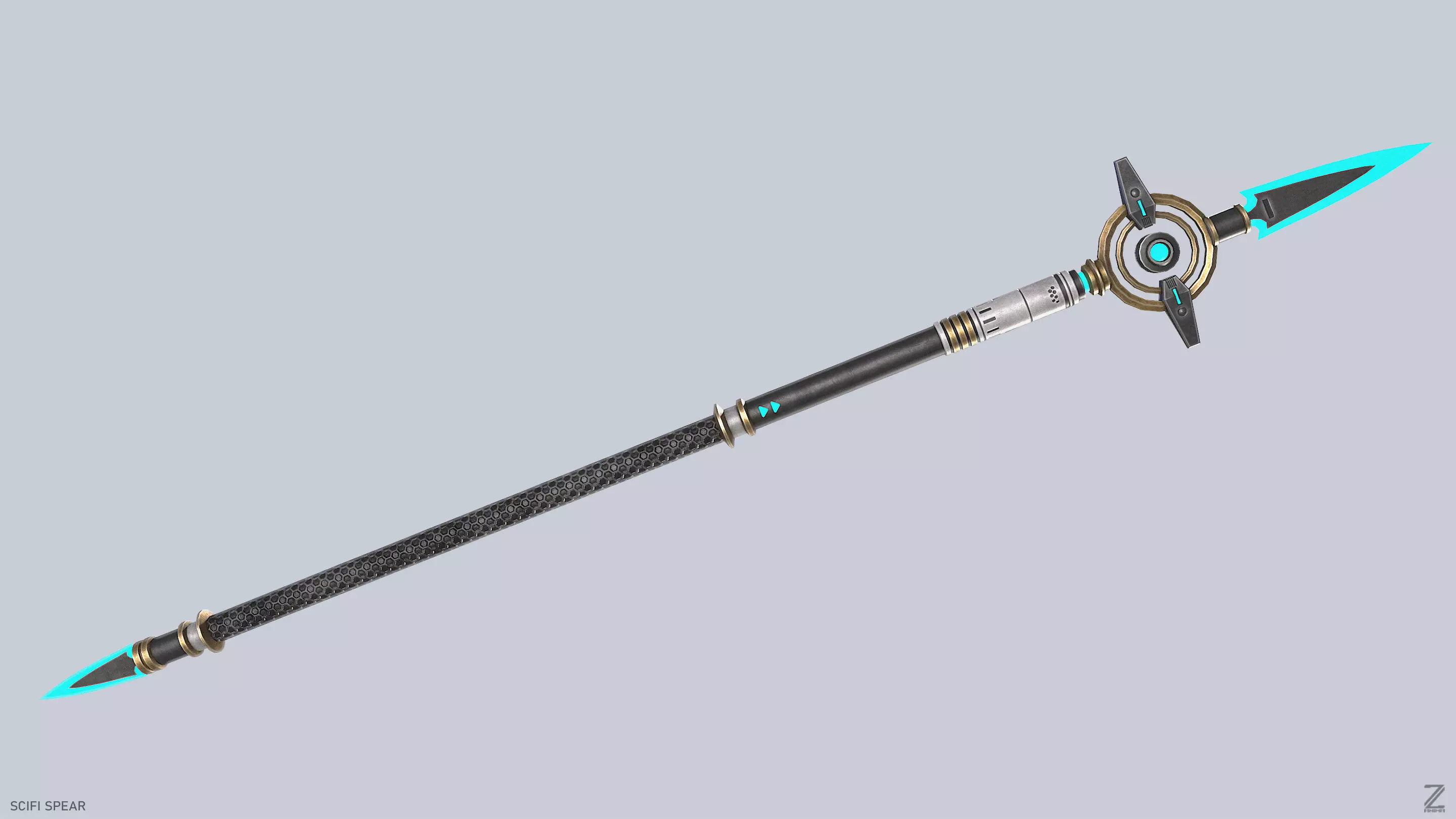 Scifi spear Low-poly 3D model_6